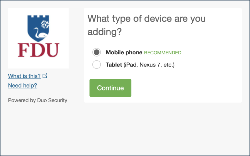 Duo - Choose Your Authentication Device Type